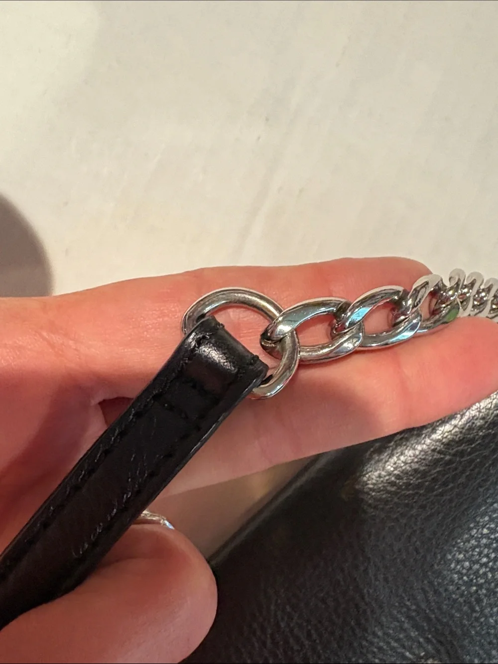 Calvin Klein Black Pebbled Leather Shoulder Bag with Rhinestone Lock